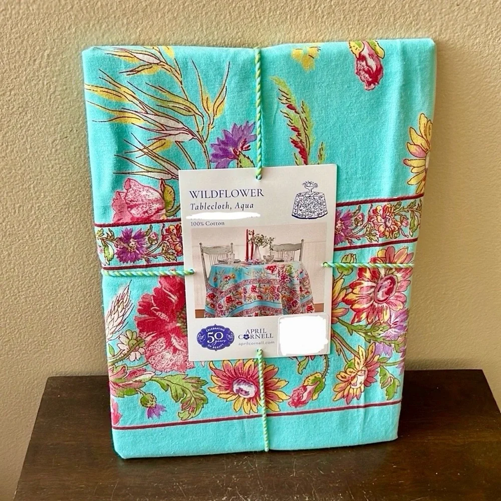 April Cornell Cotton Tablecloth Wildflowers 60”x84” Oblong Floral Spring Summer